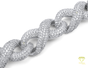 Bracelet chaîne cubaine de créateur mettant en valeur des pierres de laboratoire VVS de couleur D de qualité supérieure et un style hip-hop intemporel - Product Image 6