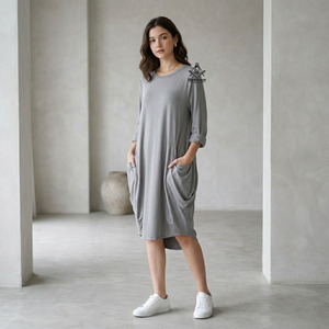 Robe longue en coton respirant pour femme, broderie unie, sur mesure, lettres grecques, pour la franc-maçonnerie et la sororité Delta Sigma. - Product Image 4