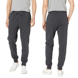 Pantalon de survêtement en coton pour homme, taille élastique, cordon de serrage, poches latérales, décontracté, poids moyen, pour l'automne - Product Image 3
