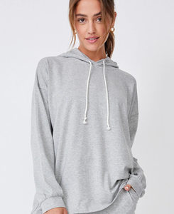 Sweat-shirt à capuche gris en polaire pour femme, coupe ample, couleur unie, col châle, avec poches, respirant, idéal pour le yoga - Collection 2026 (vente en gros) - Product Image 4