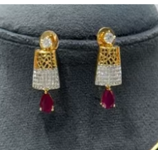 Elegante juego de colgantes de cadena de la mejor calidad en tono dorado para mujer, hermoso collar y pendientes para ropa de boda para mujer - Product Image 2
