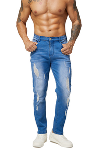 Pantalons en coton haut de gamme pour hommes, jeans classiques coupe droite, jeans originaux pour homme en solde - Product Image 4