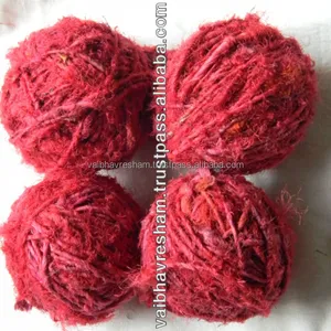High Quality Solid Colours Recycled Sari Silk Yarn in Balls