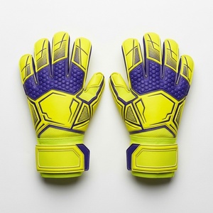 Yellow And Purple Football Goalkeeper <b>Gloves</b> Full Finger Non Slip Breathable Adjustable Wrist Strap Unisex Sports <b>Glove</b> - Product Image 1