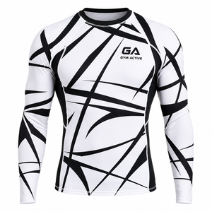 Camiseta Deportiva de Compresión para Hombre, Manga Larga, Secado Rápido, Diseño Sólido/Estampado, Ropa Deportiva Personalizada para Entrenamiento Físico - Product Image 6