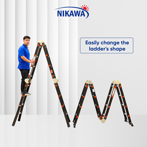 บันไดอลูมิเนียมพับได้อเนกประสงค์ NIKAWA 6 ขั้น รับน้ำหนักได้ 150 กก. ระบบล็อคแบบแมนนวล สำหรับใช้ในบ้าน ซูเปอร์มาร์เก็ต โกดัง โรงเรียน - Product Image 1