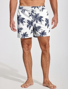 Men's <b>White</b> Plaid Print <b>Cargo</b> Shorts Mid Waist Drawstring Quick Dry Casual with Pockets Back Logo 100% Polyester - Product Image 2