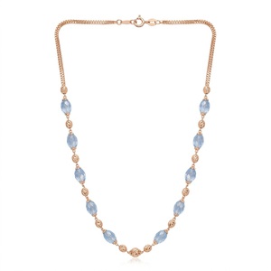 925 Silver Italian Mala <b>Necklace</b> Rose Gold Finish Blue Crystal Beaded Designer Chain Jewelry <b>Necklace</b> for Women - Product Image 1