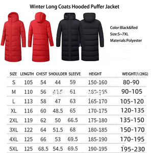 Manteau long matelassé noir à capuche pour homme, doudoune épaisse d'hiver avec fermeture éclair - Product Image 6