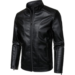 Unisex Premium Genuine Leather <b>Racer</b> <b>Jacket</b> Slim Fit Stand Collar Vintage Distressed Waterproof Windproof Motorcycle Front - Product Image 4