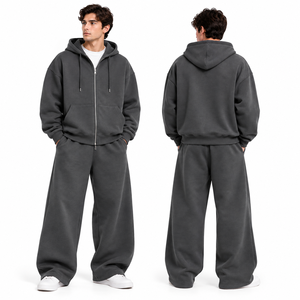 Conjunto Deportivo Unisex de Alta Calidad, Sudadera con Capucha y Pantalones de Chándal 100% Algodón, Sudadera con Cremallera Completa, Traje Deportivo de 2 Piezas - Product Image 4