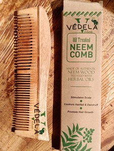 Vedela Natural Neem Wood Comb Long Handle Moon Comb Anti-Static Anti-Hair Loss Hair Care <b>Tool</b> for <b>Smooth</b> Hair Hotel Use - Product Image 4