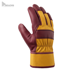 ถุงมือมอเตอร์ไซค์ลาเท็กซ์แบบกำหนดเอง สีเหลืองมัสตาร์ด ด้านหลังทำจากผ้าใบ บุแผ่นรองสีเทาบริเวณฝ่ามือและส้นเท้า สำหรับงานหนัก ใช้งานได้ทั่วไป - Product Image 1
