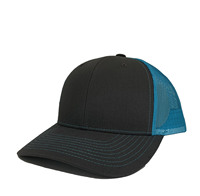 Gorra Trucker Negra y Verde Azulado con Efecto Desgastado, Hecha en Indonesia, Bordado 3D, Deportiva, Venta al por Mayor, Personalizable, Malla Trasera Transpirable, Impermeable, a la Moda