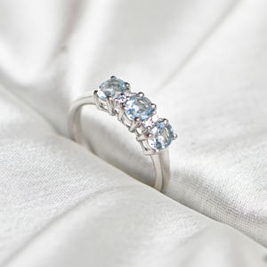 Bague classique en topaze bleue de Londres, argent sterling 925 plaqué or blanc, élégante et luxueuse, bague de mariage bleue, pierre de naissance de décembre - Product Image 4