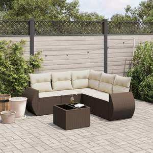 Ensemble de canapés de jardin modulaires en rotin PE brun, 6 pièces, meubles de jardin confortables et élégants - Product Image 1