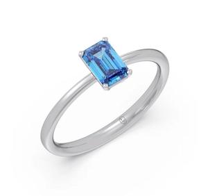 Anillo de Plata 925 con Gema de Aguamarina Corte Esmeralda BU GEMS, Engaste de Garras Clásico, Regalo para Mujer en Aniversario, Boda o Fiesta - Product Image 6