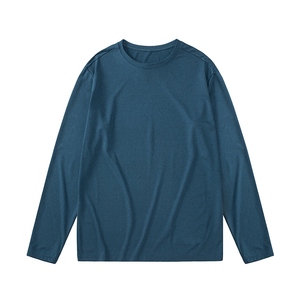 T-shirt à manches longues pour homme, couleur unie, col rond, coupe classique, tricoté, style décontracté - Product Image 5