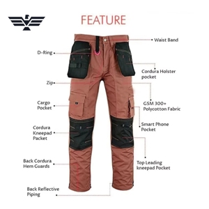 <b>Men</b>’s Multi Pocket Workwear Utility Cargo Trousers Heavy Duty Construction Pants with Tool <b>Pouches</b> - Product Image 6