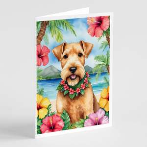 Lakeland Terrier Whimsical Luau Greeting Cards Pack of 8 A7 Size <b>5x7</b> Blank Note Cards with <b>Envelopes</b> - Product Image 1