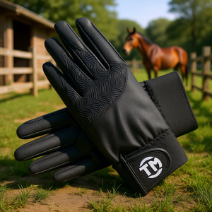 Gants d'équitation d'été personnalisés avec logo, en cuir synthétique respirant, fermeture auto-agrippante, unisexe, avec silicone - Product Image 3