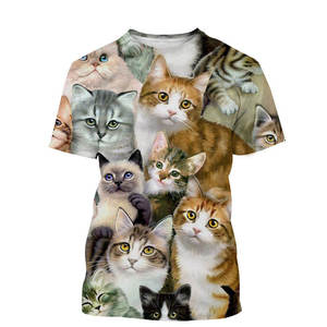 Camisetas Unisex de Verano con Estampado de Gato, Camisetas Casuales de Cuello Redondo y Manga Corta para Hombre, Estilo Hip Hop con Estampado 3D de Animales - Product Image 1