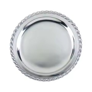 Assiette de présentation ronde haut de gamme en acier inoxydable, décorative, en métal, pour mariage, hôtel, restaurant, événement, banquet - Product Image 2