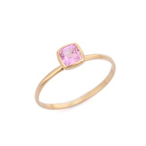 Anillo de piedras preciosas de zafiro Rosa Natural, joyería minimalista, oro amarillo sólido de 18K, anillos apilables, regalo de boda para invitados - Product Image 1