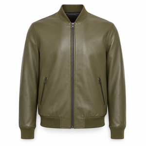 Chaqueta de Invierno Premium para Hombre, de Cuero Genuino, Estilo Motero, con Logotipo Frontal, Ropa Exterior de Moda, Proveedor OEM al por Mayor - Product Image 1