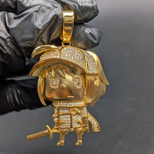 Moissanite Cartoon Warrior Pendant Gold Plated With 925 Silver Unique Shapes For Fine Jewelry Pendants & <b>Charms</b> - Product Image 1