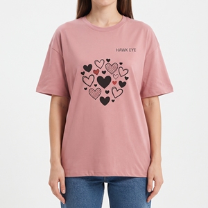 เสื้อยืดลายกราฟิกหัวใจผู้หญิง พิมพ์ลายตามสั่ง ขายส่ง เสื้อยืดแขนสั้นลำลองผ้าฝ้าย เสื้อผ้าแฟชั่น - Product Image 5