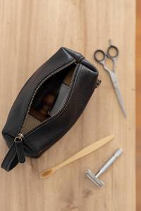 Sac de toilette en cuir véritable, trousse de toilette pour hommes et femmes, trousse de voyage cosmétique, produit OEM & FBA - Product Image 6