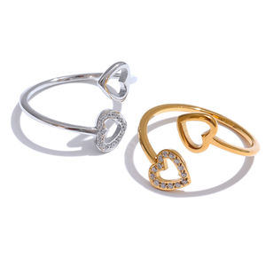 แหวนหมั้นรูปหัวใจคู่ประดับเพชรซิร์คอน เงินแท้ 925 สำหรับผู้หญิง ดีไซน์คลาสสิก Toi Et Moi ของขวัญวันครบรอบแต่งงาน วันวาเลนไทน์ - Product Image 5