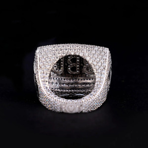 Custom Iced Out <b>Initial</b> Letter <b>Ring</b> Round Cut Moissanite Diamond Champion <b>Ring</b> Men's Hip Hop Style Jewelry Personalized Jewelry - Product Image 6