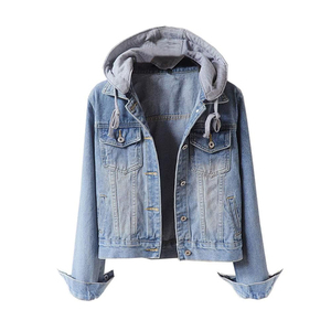 Veste en jean délavé style rétro pour homme, streetwear décontracté, à capuche, courte, haute qualité - Product Image 6