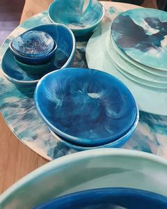 Customized Decorative Styles Luxury Handmade Resin Bowl with Marble Appearance and Pearl Finish - Product Image 6