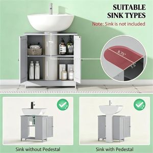 Mobile Lavabo da Bagno Grigio Chiaro con Vano Portaoggetti per Bagni - Product Image 2