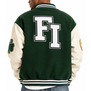 Chaqueta Varsity Corta Personalizada para Hombre, con Cierre, Estilo Casual Otoñal, Bordada, con Parche de Ganchillo, Chaqueta Moderna - Product Image 4