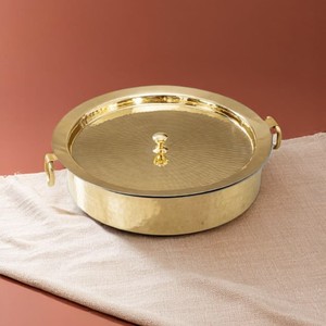 Handmade Round Brass Food Warmer with Lid Hammered Serving Casserole Dish Luxury Buffet Kitchen Hotel Wholesale Supply - Product Image 4