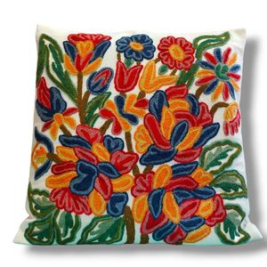 Housse de coussin brodée à la main en cachemire avec motifs floraux – Housse de coussin décorative pour canapé et décoration intérieure - Product Image 5