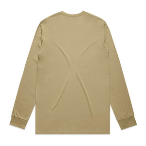 T-shirt à manches longues en tricot pour homme, col rond, couleur unie, coupe décontractée, beige, teinture unie, manches longues - Product Image 5
