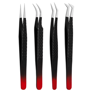 Stainless Steel Lash Grafted Tweezers, Fiber Tip Tweezers For Eyelash Extension, Non Slip Grip Precision Lash Tweezer For Volume - Product Image 1