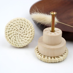 Modern rattan <b>door</b> handle <b>decorative</b> doorknob handles cheap cost handmade furniture fittings - Product Image 1