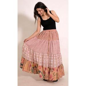Indian Cotton <b>Patchwork</b> Printed Maxi <b>Skirt</b> Handmade Boho Hippie Long <b>Skirt</b> Comfortable Summer Wear - Product Image 3