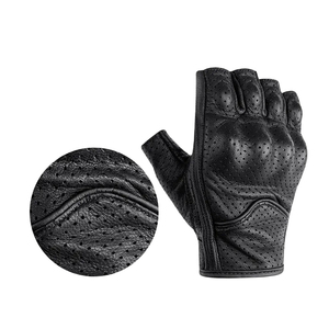 Men's Black Leather Motorcycle <b>Gloves</b> Breathable All Seasons Wear - Product Image 6