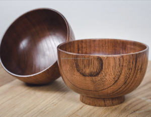 Bol à fruits rond en bois, vaisselle écologique, fait à la main, naturel, pour servir la salade - Product Image 1