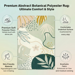 Modern <b>Abstract</b> Floral Polyester Rectangle Carpet | Machine Made Area Rug Non-Slip Surface 6mm Low Pile <b>Canvas</b> Backing Home Use - Product Image 4