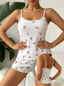 Women's Casual Luxury Pajama Set 100% Cotton ODM Breathable Soft Comfortable Animal Print Camisole Short Front Manufactures - Product Image 2