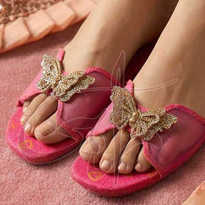 Anti-Slippery Fashion Trend Handmade Printed <b>Insole</b> Genuine Leather Outsole Velvet Lining Transparent Straps Slide for - Product Image 6