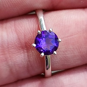 Amethyst <b>Ring</b> Handmade Sterling Silver Bezel Setting Natural Purple Round Shape Gemstone <b>Boho</b> Jewelry Women's Jewekry - Product Image 1